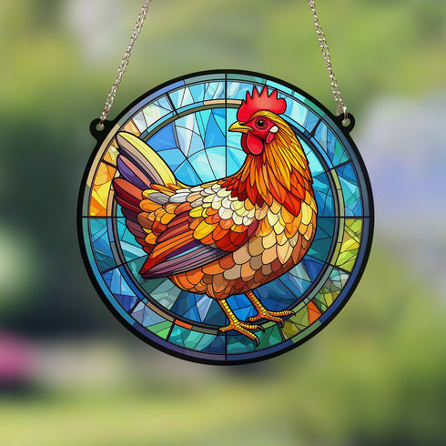 Chicken Stained Glass Effect Suncatcher